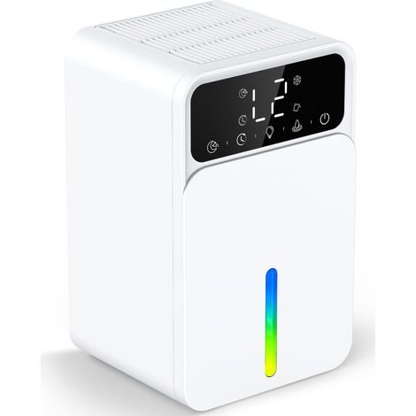 2-stufiger elektrischer Luftentfeuchter, leise und tragbar, 12-Stunden-Timer, großes LCD-Display und buntes Licht, automatische Abtauung, 1200 ml, Luftentfeuchter für Zuhause
