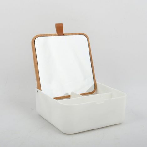 Boà®te à bijoux avec miroir Bambou & PS carré ALAIS Blanc Spirella (1/5)