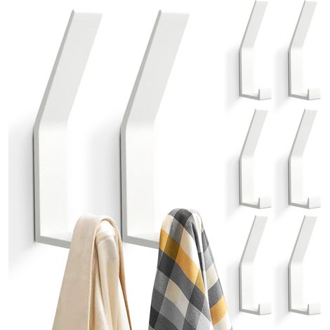 8 PCs Patères, Porte Manteau Mural (Vis Invisibles), Crochet Moderne pour Vestes, Manteaux, Vêtements, écharpes, Sacs à Main et Plus (Blanc) Blanc - (1/5)