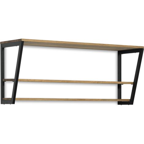 Estantería poligonal descendente industrial con tableros de madera de pino 140x35x47cm (1/5)