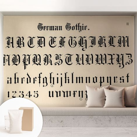 Papier peint intissé pour salon chambre à coucher peint imprimé pour mur - Colle incluse gratuite Lettres gothiques 208x146 cm (1/5)