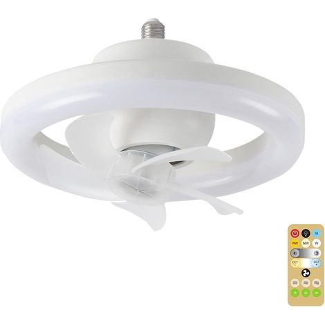 Ventilateur Plafonnier Avec Télécommande,3 Couleurs, Intensité Réglable, Rotation 360° - Plafonnier Ventilateur À E27,Pour Maison Appartement Cuisine Salle À Manger Chambre Et Bureau (1/5)