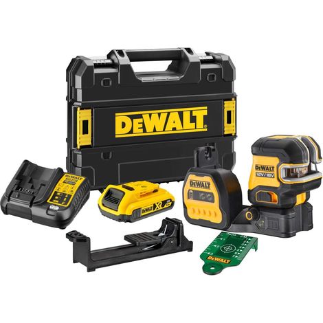 Dewalt – Laser croix vert 5 points 12V 18V – Classe laser 2 – Précision +/- 3 mm à 10 m – Portée 85 m – Coffret TSTAK