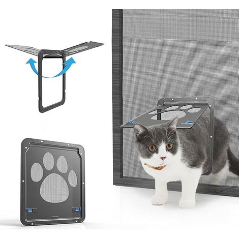 Chatiere pour Moustiquaire Facile à Installer La Liberté de Chat Verrouillable Moustiquaire de Porte pour Petit/Moyen Chat/Chien (1/5)