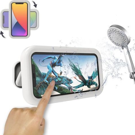 360° drehbare Dusch-Handyhülle, ideal für Badezimmer, Dusche usw. – 19,8 × 11 × 3,7 cm, 1 Stück, weiß (1/5)