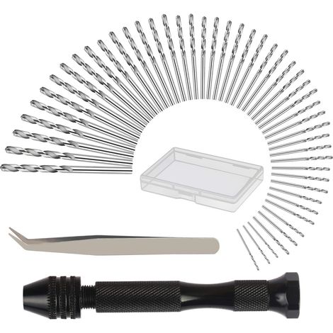 Perceuse à Main Hand Drill Avec 48 Pcs Mini Foret Fraise Twist (0.6-3mm) Perceuse Manuelle Outils Pour Bricolage Forage (1/4)