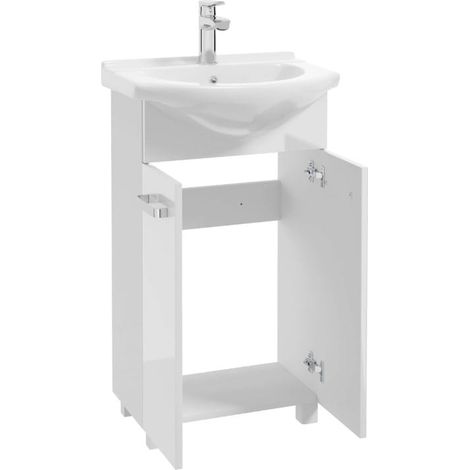 Ensemble de salle de bain, meuble avec lavabo 50 blanc sur pieds Mila (1/5)