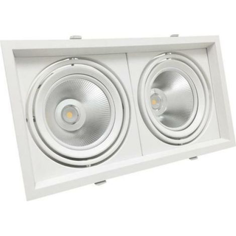 Ghiera portafaretto orientabile 40w 2x20w completa di 2 faretti led kit 1pz 6400k
