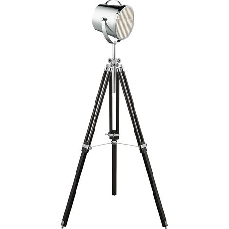 Piantana Contemporaneo Studio Acciaio Cromo Nero 1 Luce E27 (1/4)