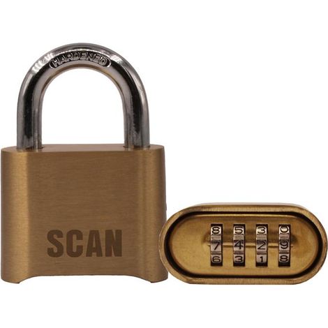 Scan ZA116-1 Brass Combination Padlock 50mm SCAPLBCOM