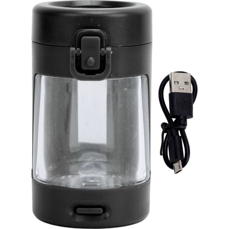 Bocal loupe portable rechargeable, mini bocal de rangement hermétique avec lumière LED, maintien de l'humidité, noir (1/5)
