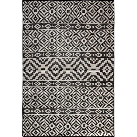 Teenpull – Outdoor-Teppich Flachgewebe 200x280 cm Schwarz Gestreift (1/5)
