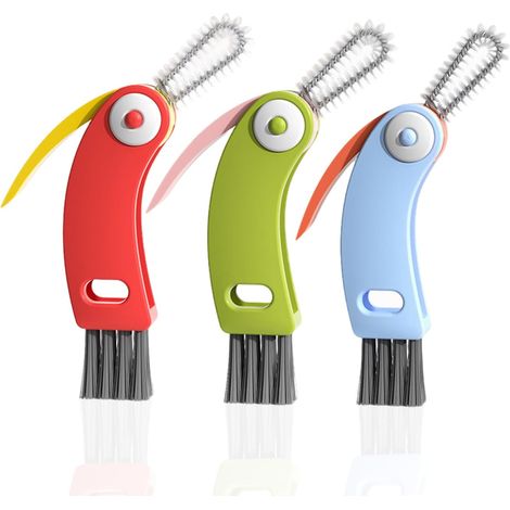 Juego de cepillos 3 en 1 para limpiar tapas de botellas (juego de 3 piezas): cepillo multifuncional para limpiar los rincones y recovecos de las tapas de botellas. (1/5)