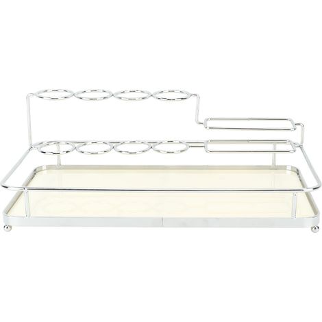 Zahnbürstenhalter aus Eisen und Acryl, eleganter silber-weißer Ständer für Zahnbürste und Zahnpasta (1/5)