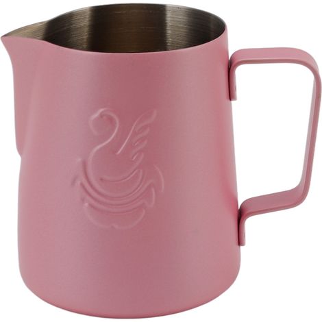 Pitcher à lait inox 304 420ml rose pour mousse à café et thé, idéal barista et maison. (1/5)