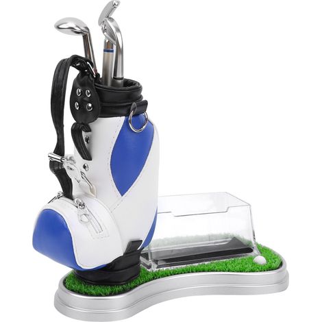 Mini porte-stylo de bureau en forme de sac de golf avec stylos de golf, boîte à cartes de visite et coffret souvenir. (1/5)