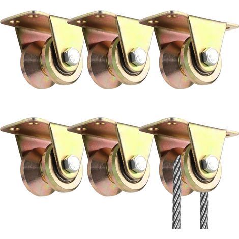 6 Pièces Poulie de Levage Mouflage, Roue gorge V, Rail Roulette Portail Coulissan Pour cordes cordes en acier etc (1/5)