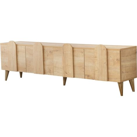 Meuble de rangement en bois 4 portes battantes Robas 180cm-Couleur Marron clair (1/5)