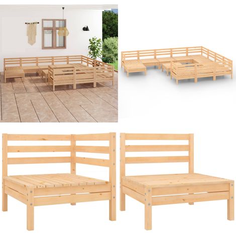 12-tlg. Garten-Lounge-Set Massivholz Kiefer - Holzsofa - Kieferholz (1/5)