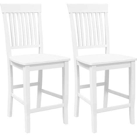 Maison Exclusive - Barhocker 2 Stk. Weiß Massivholz Gummibaum