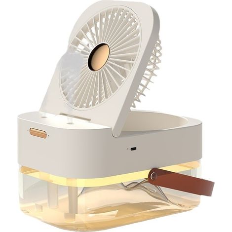 Mini climatiseur portable blanc USB rechargeable brumisateur humidificateur ventilateur de bureau rafraîchisseur d’air chambre bureau été compact (1/5)