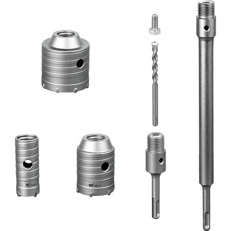 Kit de 3 Scie Cloche à Béton Forets avec 100 et 300 mm SDS Plus Poignée Barre de Connexion M22 Filetage Scie Cloches pour Béton Marbre Brique Pierre Maçonnerie Parpaing avec 30 mm 50 mm 65 mm (1/5)