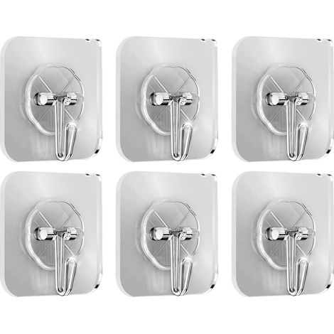 Lot de 50 crochets muraux adhésifs transparents et multifonctionnels pour la maison, la cuisine et la salle de bain.