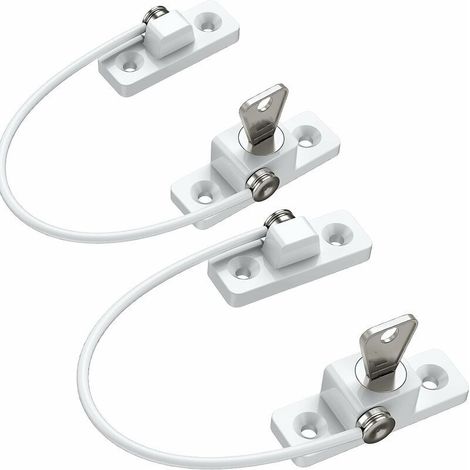 Sécurité Fenêtre Enfant,2pcs Protection Fenetre Enfant en Alliage de Zinc Bloque Fenetre Securite Enfant PVC avec Vis et Clés, parfaits pour Portes Fenêtres-Blanc (1/5)