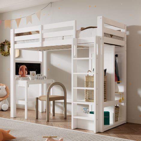 letto 90x200 con scrivania armadio salvaspazio bianco HAVRYA (1/5)
