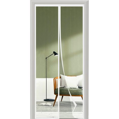 1 Rideau Moustiquaire Magnétique 135x210cm, Fermeture Automatique, Blanc, Pour Porte Fenêtre Et Balcon (1/5)
