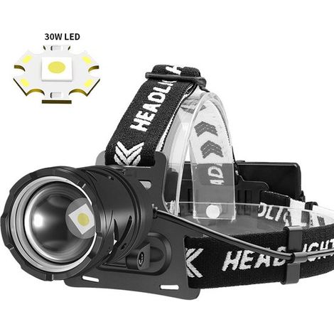 Lampada frontale ricaricabile extra luminosa, 3 modalità di illuminazione, luce frontale regolabile, orientamento a 90°, impermeabile per corsa su lunghe distanze, pesca, campeggio, stile 3 (batterie  (1/5)