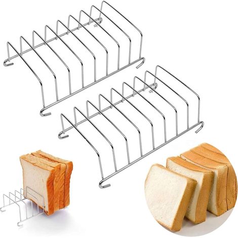 2PCS Support à toast, Acier inoxydable, 8 tranches, Pour friteuse à air, Cuisine