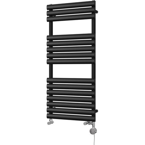 Omeara - Black Dual Fuel Towel Rail H1120mm x W500mm Thermostatic (1/3)