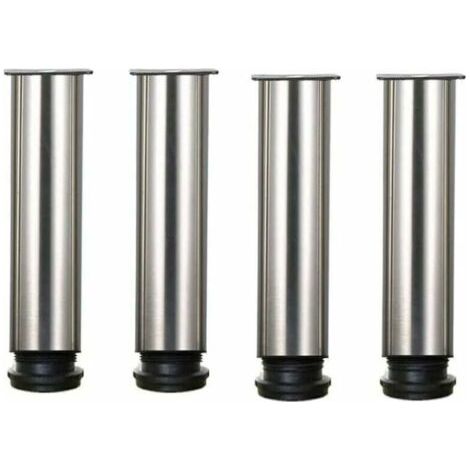 Lot de 4 pieds de meuble - Acier inoxydable - Réglables en hauteur de 25 cm - Idéal pour canapé, table, armoires (1/4)