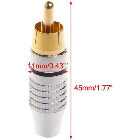 Lot de 10 connecteurs RCA mâles verrouillables pour câbles audio coaxiaux avec verrouillage vidéo et plaqués or, destinés aux systèmes AV. (1/5)