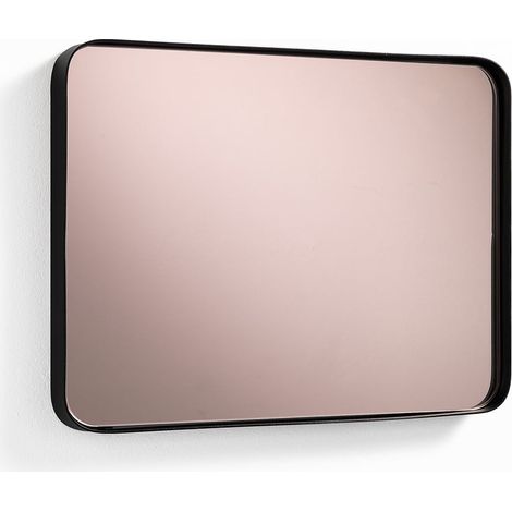Espejo de pared rosa dorado rectangular con marco negro Bronze