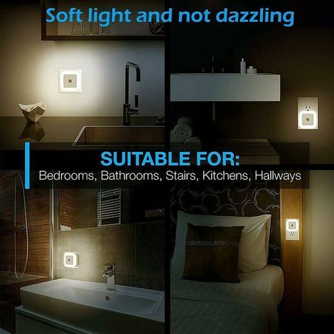 VURAHOME - [Lot de 6] Veilleuse Prise Electrique Enfant- Détecteur Automatique Jour/Nuit veilleuse LED à brancher sur les murs, Lampe cellule photoélectrique crépusculaire (1/4)
