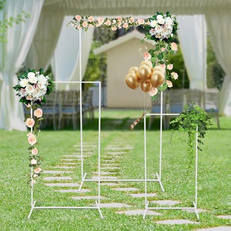 Support de fond d'Arc de mariage, support de fond en métal rectangulaire, 3 pièces de fond décoratif, 1.9m \ 1.6m \ 1.3m de hauteur, adapté à toutes sortes de cérémonies (1/5)