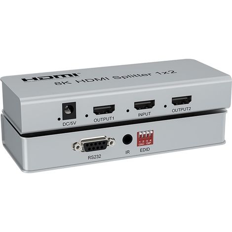 8K 60HZ HDMI Splitter 1x2, 1x2 Splitter HDR HDMI 2.1 répartiteur vidéo 1 in 2 Out 4K 120Hz HDCP 2.3 RS232 EDID pour Xbox pc TV (1X2) (1/5)