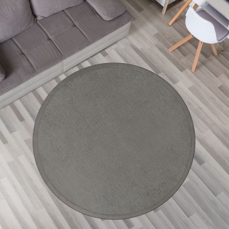Krabbelmatte Babyzimmer Teppich Spielmatte Kinder Unifarben Rutschfest Flauschig 200 cm x 200 cm x 24 mm Grau Rund (1/5)