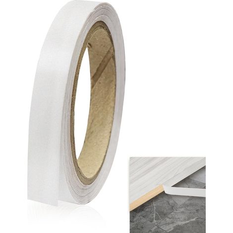10 m x 2 cm Self-Adhesive Edgeband PVC White Gloss Glitter Finish Repair Tape for Furniture and Kitchen Edging (1/5)
