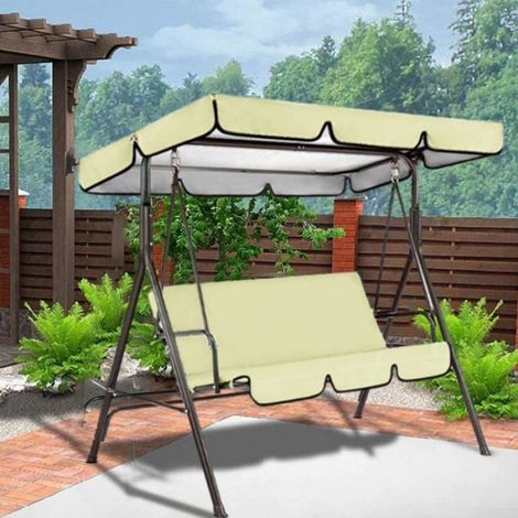 1 PCS Kit rechange balancelle-Gris-195x125x15cm-Toile Oxford 210D Étanche-Protection toit coussins-Convient pour 3 places Lumiryn (1/5)