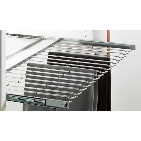 Hettich Schrank-Hosenhalter, ausziehbar, 9079962, Korpusb.800mm, Anz.Hosenhalt.13, STA silber (1/3)