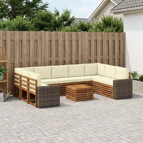 vidaXL Sofagarnituren 10 pcs Natur und Creme Massivholz Akazie (1/5)
