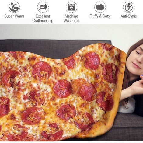 Couverture pizza, couverture tortilla taco, plaid enveloppant, polaire microfibre douce de qualité supérieure, article original pour adultes, enfants et adolescents, 125 cm x 125 cm