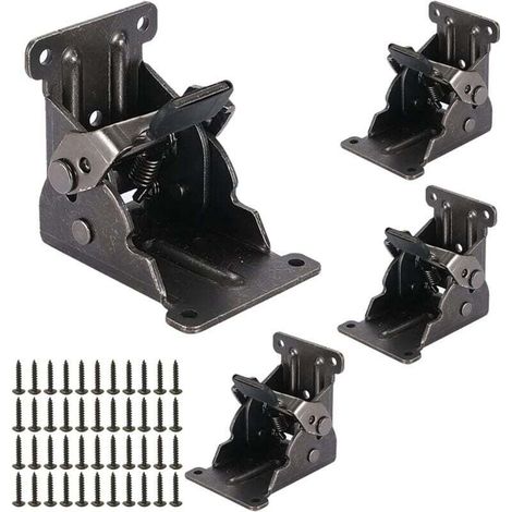 Hinged Lockable Folding Table Legs, Set of 4, 90° Lockable Folding Table Legs, Folding Console Bracket, Folding Table Accessories, Load Capacity 200kg, Lockable MUMU (1/4)