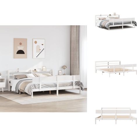 Massivholzbett ohne Matratze Weiß 180x200 cm Kiefernholz - Bettrahmen - Bettgestell - Bett - Doppelbett (1/5)
