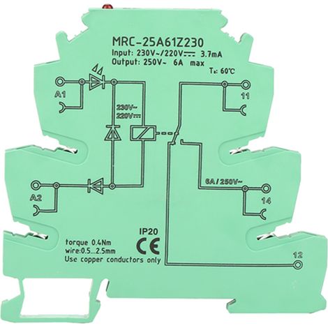 SPS-Elektromagnetisches Schnittstellenrelaismodul 230 VAC/220 VDC, 1 Öffnerkontakt und 1 Schließerkontakt (1/5)