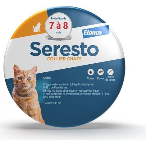 SERESTO Chat Halsband Anti-Flöhe und Anti-Zecken - Schutz 7 bis 8 Monate