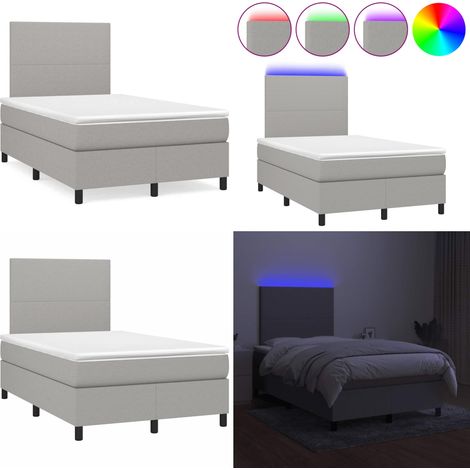 Sommier à lattes de lit matelas LED gris clair 120x190 cm tissu - Sommier Tapissier - Matelas LED - Literie - Chambre À Coucher - Chambre - Home & Living (1/5)